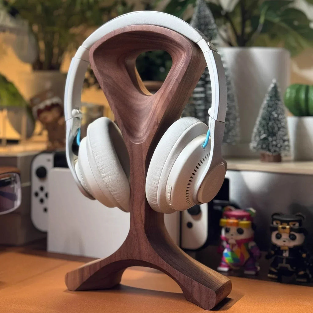 Sculpted Walnut Headphone Stand