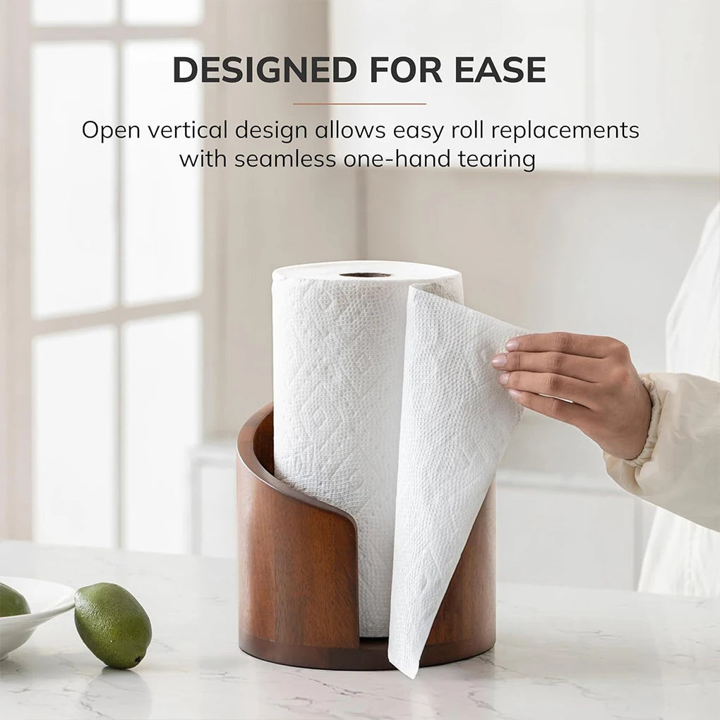 Spiral Wave Wooden Paper Towel Holder – Modern Kitchen Countertop Accent