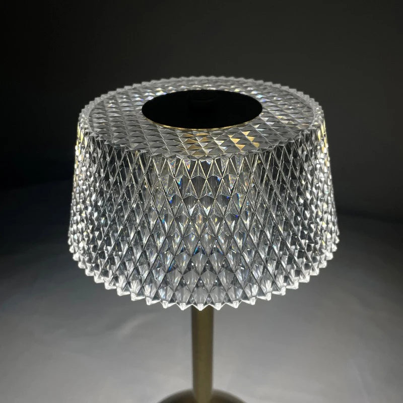 Crystal Glow Cordless Table Lamp – Rechargeable Touch Lamp with Glass Shade