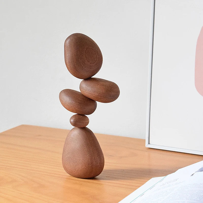 Nordic Balance Wood Sculpture – Calming Stacking Art for Your Home