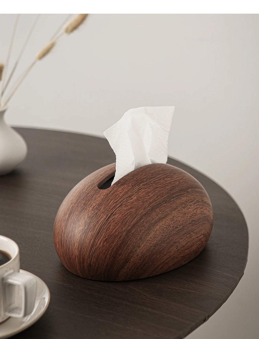 Walnut Wood Grain Tissue Box Cover – Minimalist Resin Decor Accent
