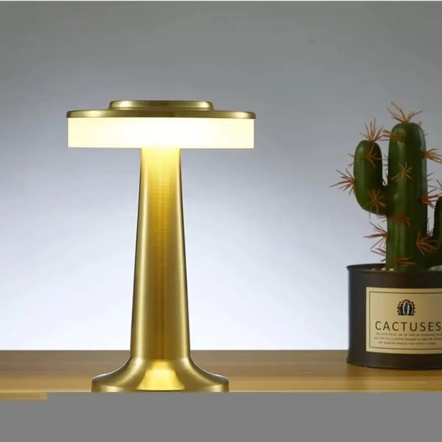 Cordless Brass Touch Lamp – Ambient Glow, Zero Cords