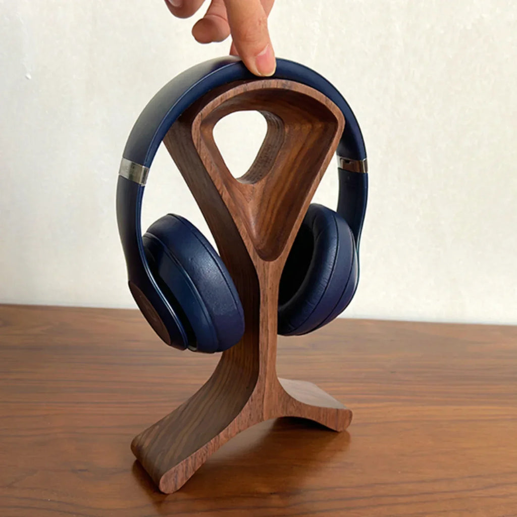 Sculpted Walnut Headphone Stand