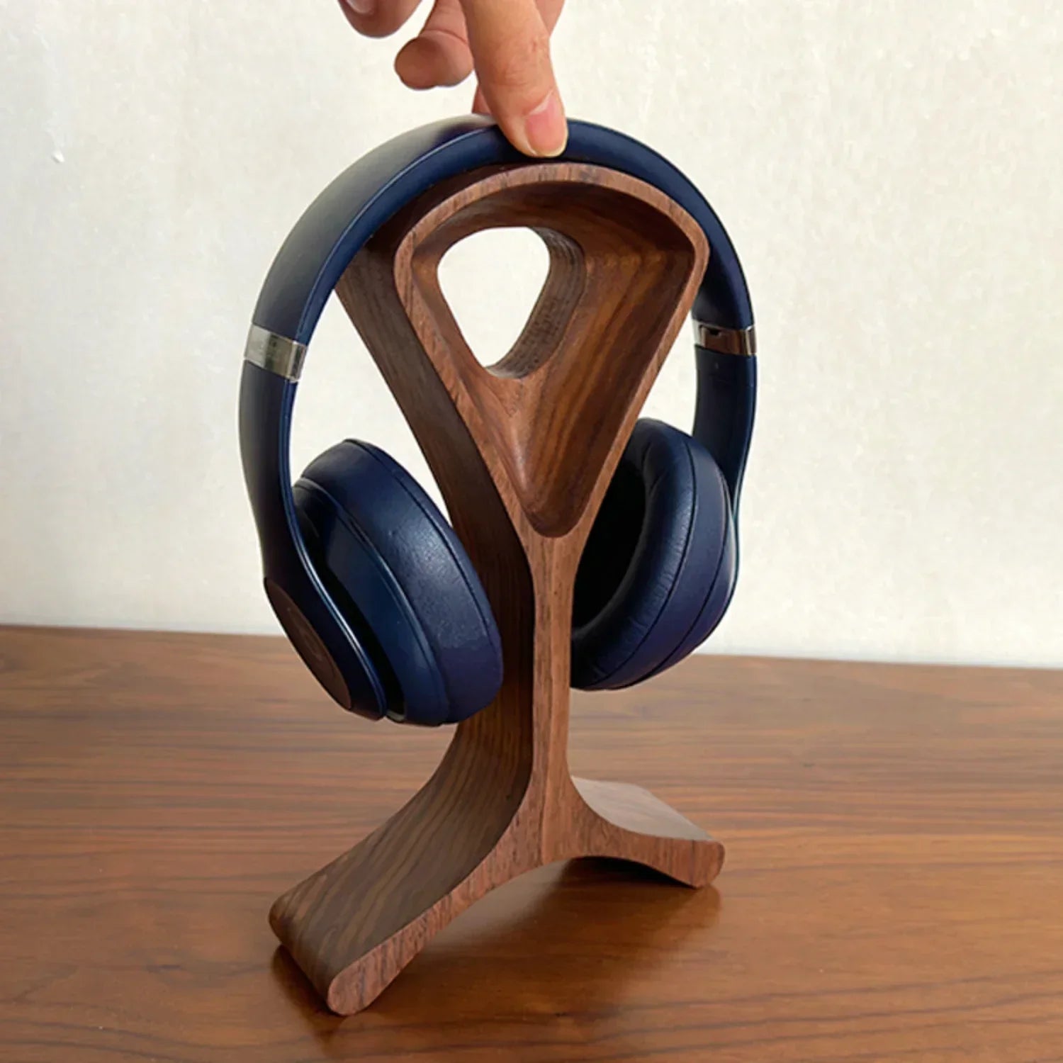 Sculpted Walnut Headphone Stand