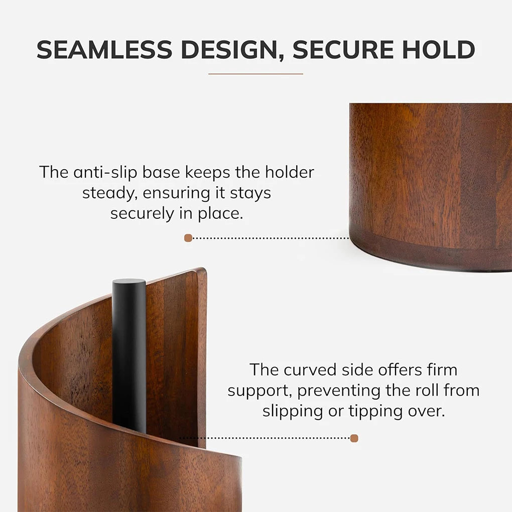 Spiral Wave Wooden Paper Towel Holder – Modern Kitchen Countertop Accent