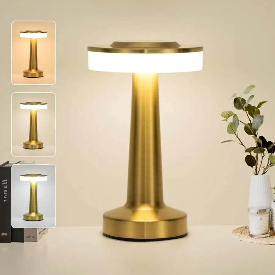 Cordless Brass Touch Lamp – Ambient Glow, Zero Cords