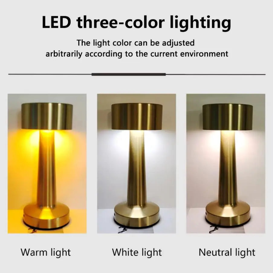 Cordless Brass Touch Lamp – Ambient Glow, Zero Cords