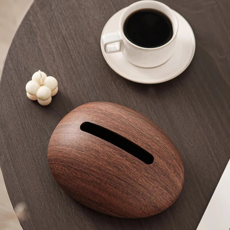 Walnut Wood Grain Tissue Box Cover – Minimalist Resin Decor Accent