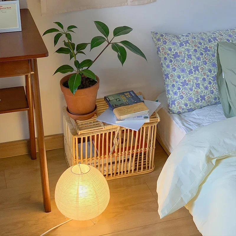 Japanese Rice Paper Table Lamp — Soft Glow Bedside Light