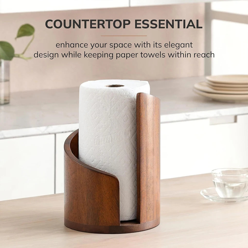 Spiral Wave Wooden Paper Towel Holder – Modern Kitchen Countertop Accent