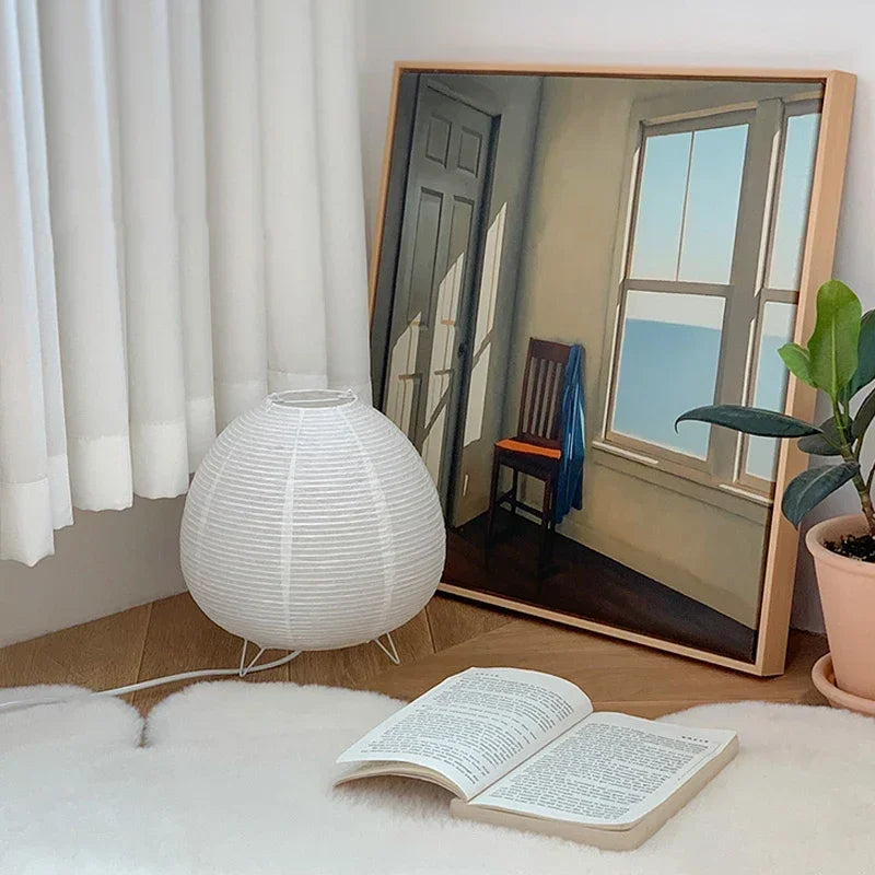 Japanese Rice Paper Table Lamp — Soft Glow Bedside Light