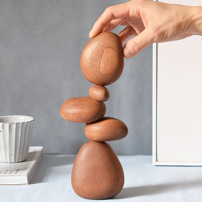 Nordic Balance Wood Sculpture – Calming Stacking Art for Your Home