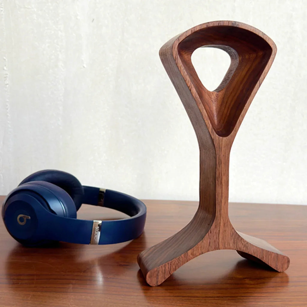 Sculpted Walnut Headphone Stand