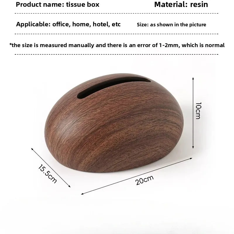 Walnut Wood Grain Tissue Box Cover – Minimalist Resin Decor Accent