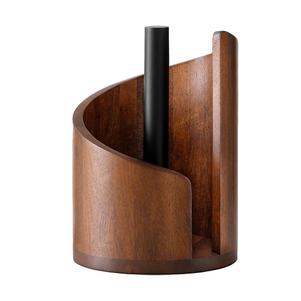 Spiral Wave Wooden Paper Towel Holder – Modern Kitchen Countertop Accent